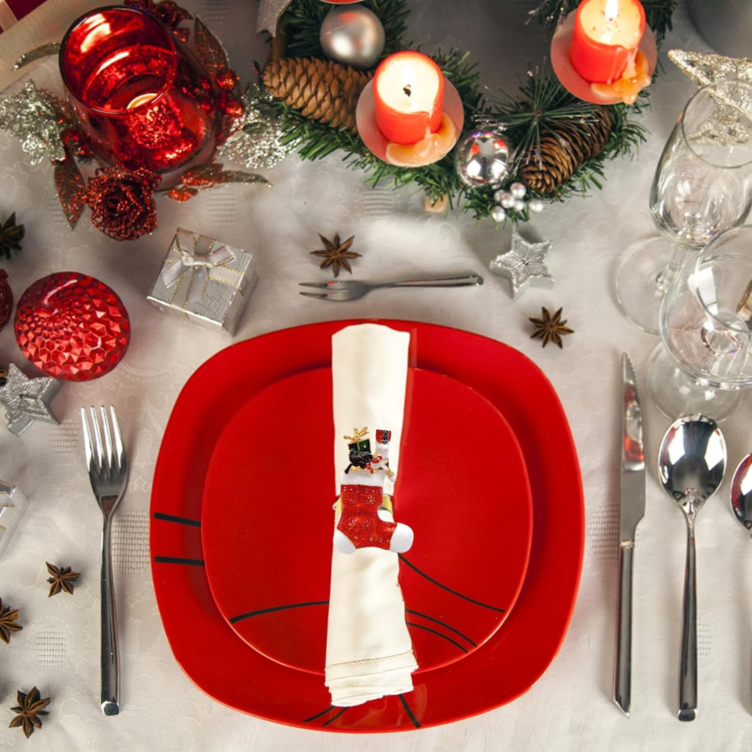 Ronds De Serviette, Boucle De Serviette, 6pcs Hôtel Rond De Serviette Petit Wapiti Porte-serviette Boucle De Serviette En Métal Fête De Mariage De Noël Serviette Cercle Dîner Vaisselle Entière (couleu