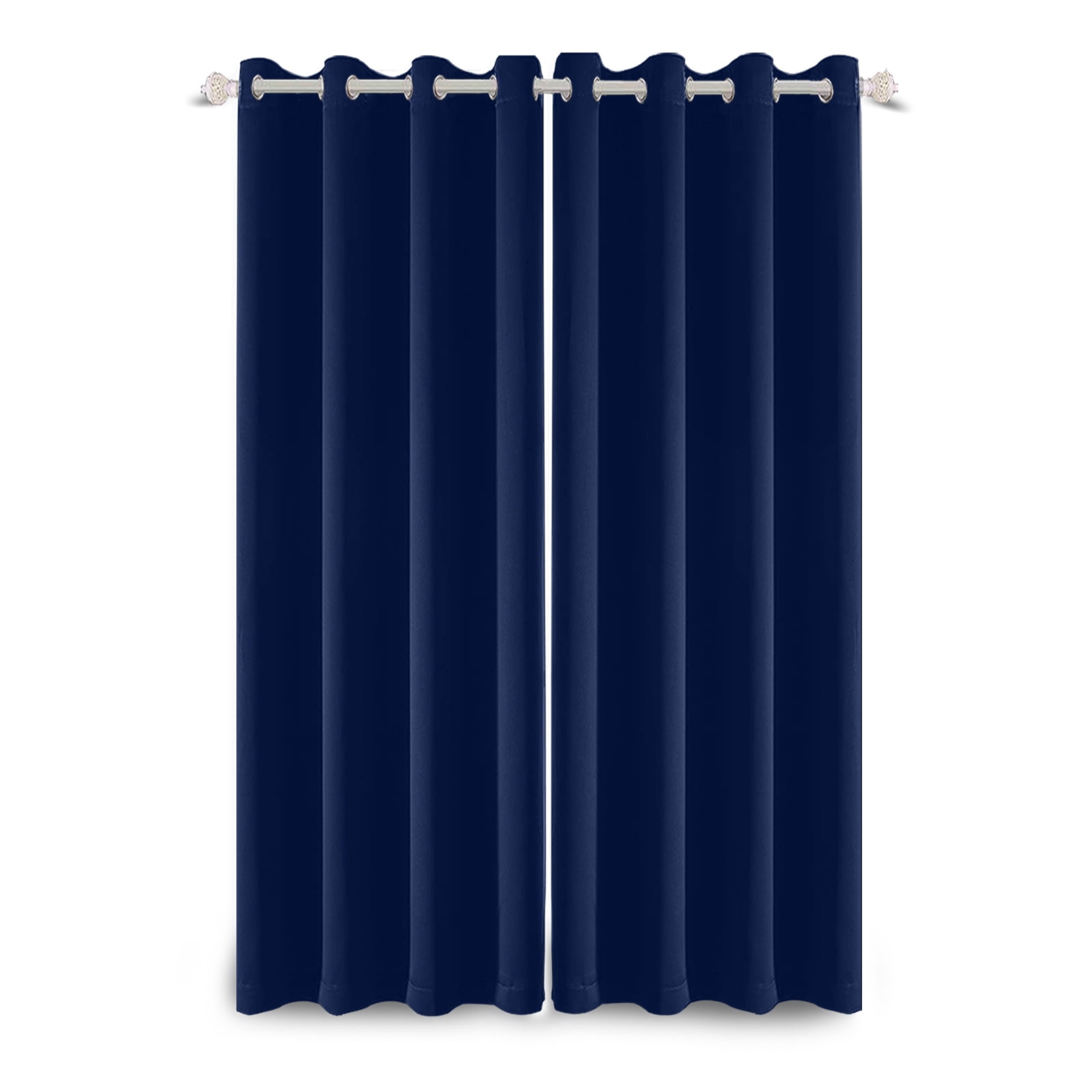 Aofoto Navy Blue Thermal Insulated Grommet Curtain Bedroom Blackout Curtains 2 Panels, 42" W x 63" L