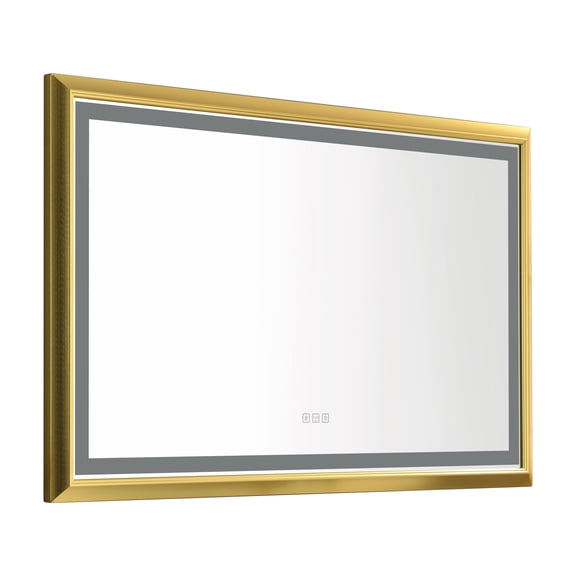 48" x 30" LED Bathroom Mirror with Aluminum Frame, Wall Mounted Vanity Mirror, Anti-Fog, Memory, 3 Colors, Stepless Dimmable