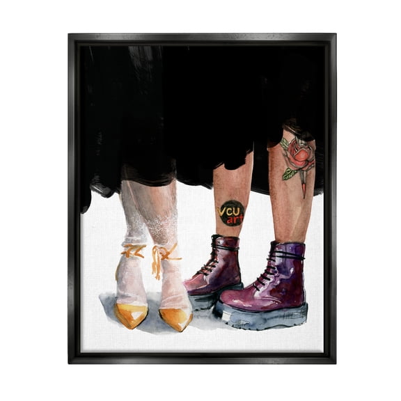Stupell Industries Man & Woman Fashion Shoes Couple Beauty & Fashion Painting Black Floater Framed Art Print Wall Art