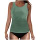 thumbnail image 2 of Traje de baño de bikini liso sin mangas para mujer, traje de baño push-up acolchado, conjuntos de blusa de traje de baño de poliéster para mujer, 2 of 4