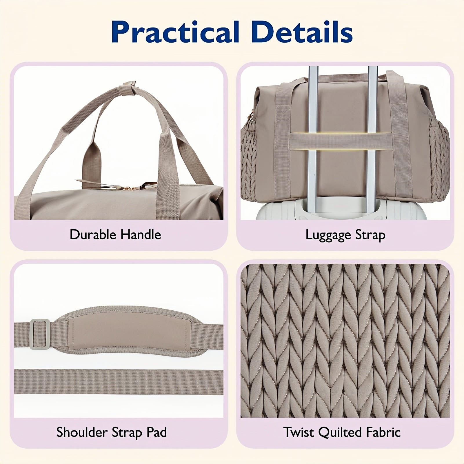 SPEKSEE Diaper Bag Tote, Large Capacity Travel Diaper Bags, Hospital Bag for Labor Delivery, Bag with Pacifier Case(Brown)