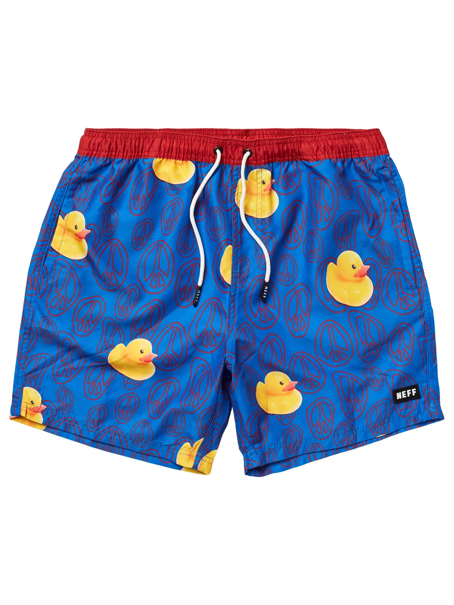NEFF Men's Blue Ducky Peace Sign Daily Hot Tub Board Shorts for Swimming