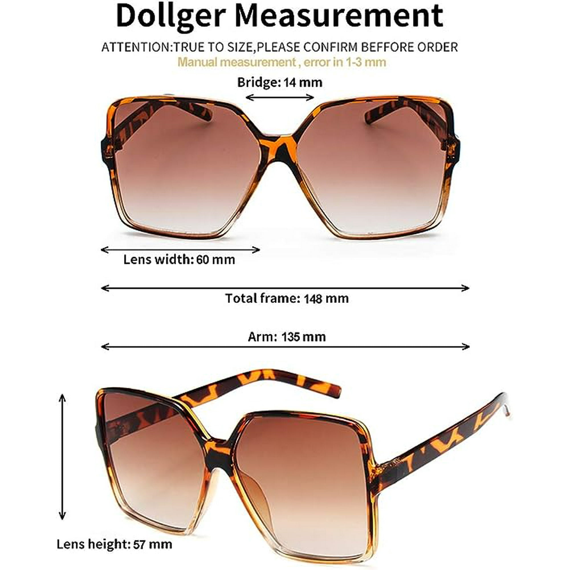 Dollger Oversized Square Sunglasses for Women Big Large Wide Fashion Shades  for Men 100% UV Protection Unisex