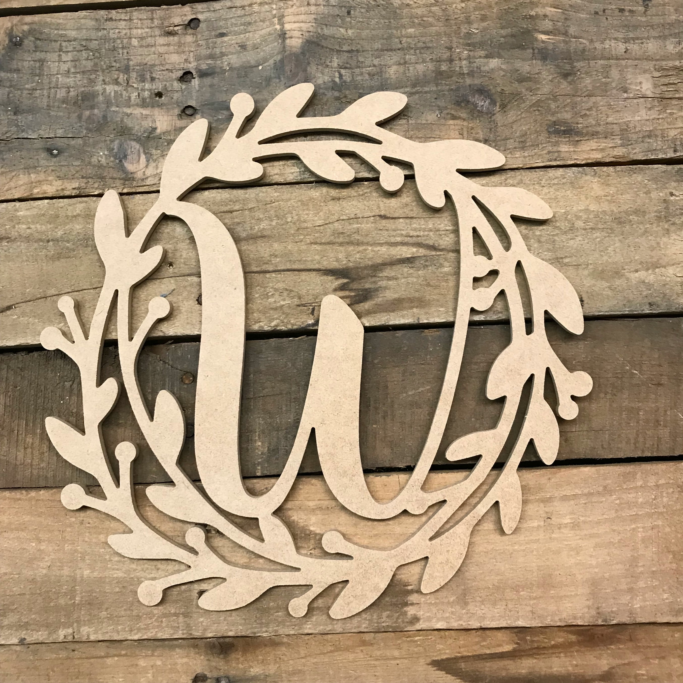 Download Unfinished Wooden Monogram Cursive Wreath 18'' W ...