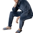 thumbnail image 2 of Gvmfive Men 2 Piece Flannel Pajamas Set Hooded Loungewear Elastic Waist Pants Sleepwear, 2 of 4