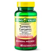 Spring Valley Turmeric Curcumin Vegetarian Capsules, 500 mg, 90 Count