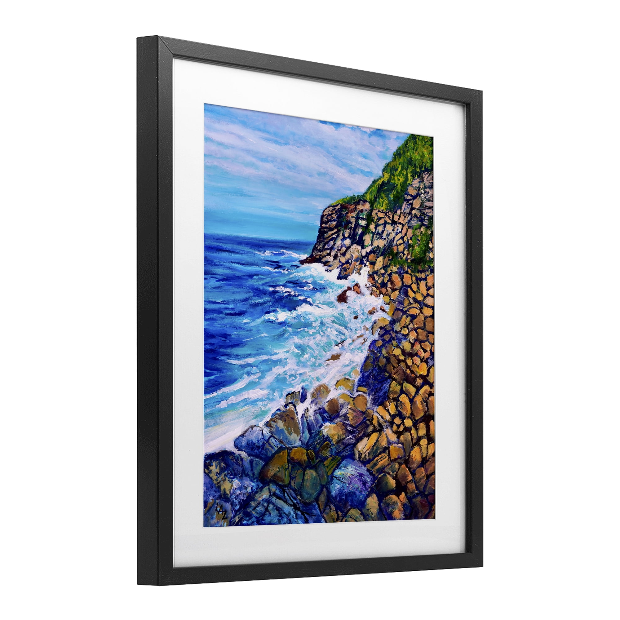 Stupell Industries Cliffside Ocean Spray Black Framed Print Under Glass, design by Lee Ann Zirbes
