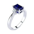 thumbnail image 2 of SuperJeweler 2 1/2 Carat Octagon Shape Created Sapphire and Diamond Ring In Sterling Silver For Women, 2 of 6