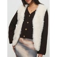 thumbnail image 4 of Rdhnmea Women's Faux Fur Waistcoat Solid Color Open Front Fuzzy Vest, 4 of 9