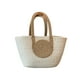 thumbnail image 2 of Bolso de Tote Tejido de Cuerda Gran Capacidad 12.6x7.87x3.94in Color Khaki con Bloque de Color Blanco, Bolso de Playa para el Hombro con Asa Portátil y Duradera., 2 of 6