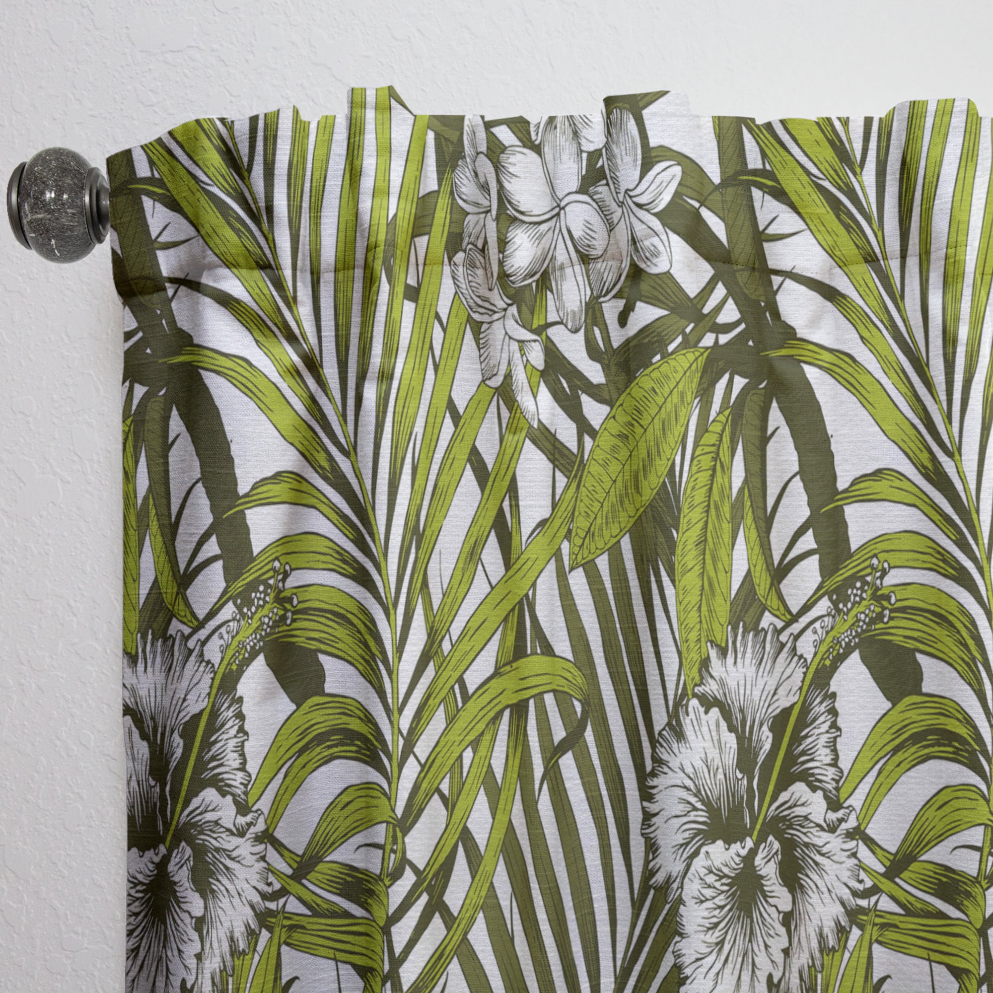 Designart 'Palm Tropical Leaves I' Mid-Century Modern Curtain Panel