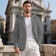 thumbnail image 2 of HELLHERO Gray Texture Men's Suit Jacket, One Button Men's Blazer Lightweight Polyester Men's Blazer Jacket for Prom, 2 of 8