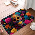 thumbnail image 5 of 1pc Sugar Skull with Flowers Absorbent Non-Slip Bathroom Thickened Flannel Rug Decor,Soft,Quick Drying,Suitable For Indoor/outdoor Use,Bathrooms,Bedrooms,Kitchens,Terrace,Laundry Rooms,16"x24", 5 of 9