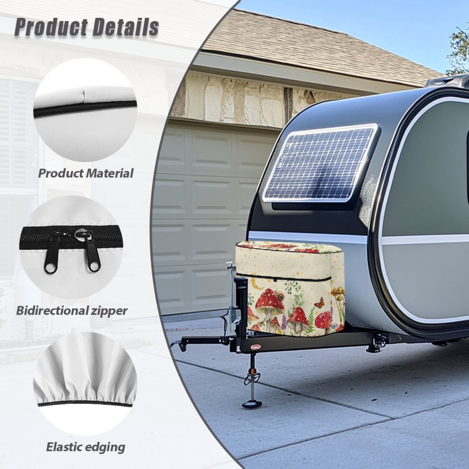 Yuyamidu Aesthetic Mushroom RV Propane Tank Cover for Travel Trailer, Dual 30lb Gas Cylinder Cover Butterfly Camper Propane Tank Protection RV Accessories with Zipper