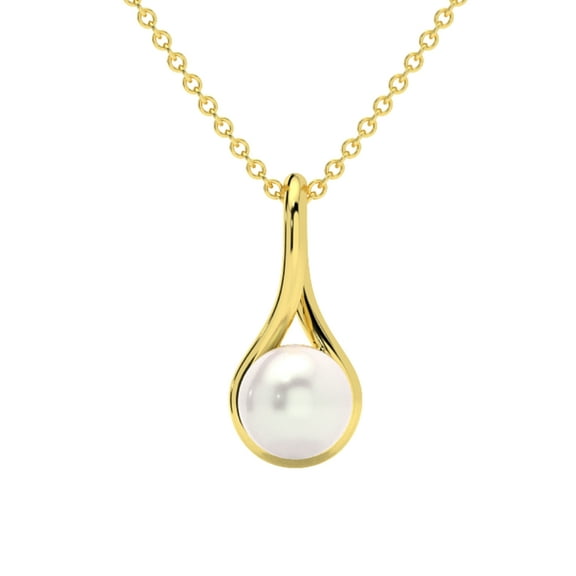 Pompeii 7mm Pearl Solitaire Pendant 14k Gold 18" Necklace 18mm Tall (,)