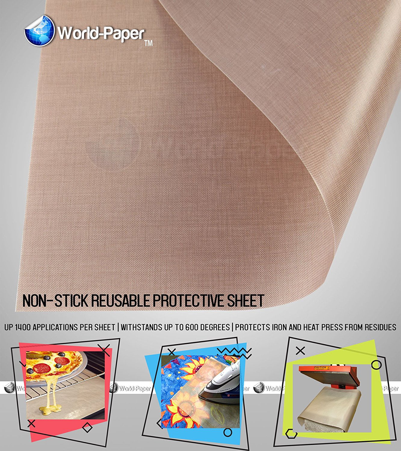 Details about   16''x24" PTFE Fabric Sheet 5Mil for Sublimation Heat Transfer Printing 