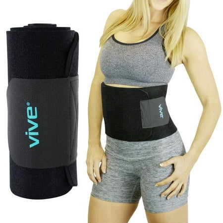Vive Waist Trimmer Belt for Women and Men - Tummy Trainer Sweat Wrap - Sauna Band Stomach Slimmer, Fat Burner Exercise - Reduce Water Weight Loss - Slimming Shaper Corset for Ab Toning Cincher (Best Exercise To Reduce Stomach)