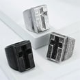 thumbnail image 5 of PAURO Cross Rings for Men Stainless Steel Personalized Hip Hop Statement Vintage Punk Simple Big Chunky Jewelry Retro Color Size 9, 5 of 6