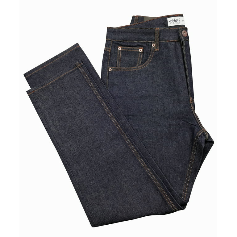 Shaka Wear Mens 12oz raw denim pants classic straight rigid jeans Blue  Indigo