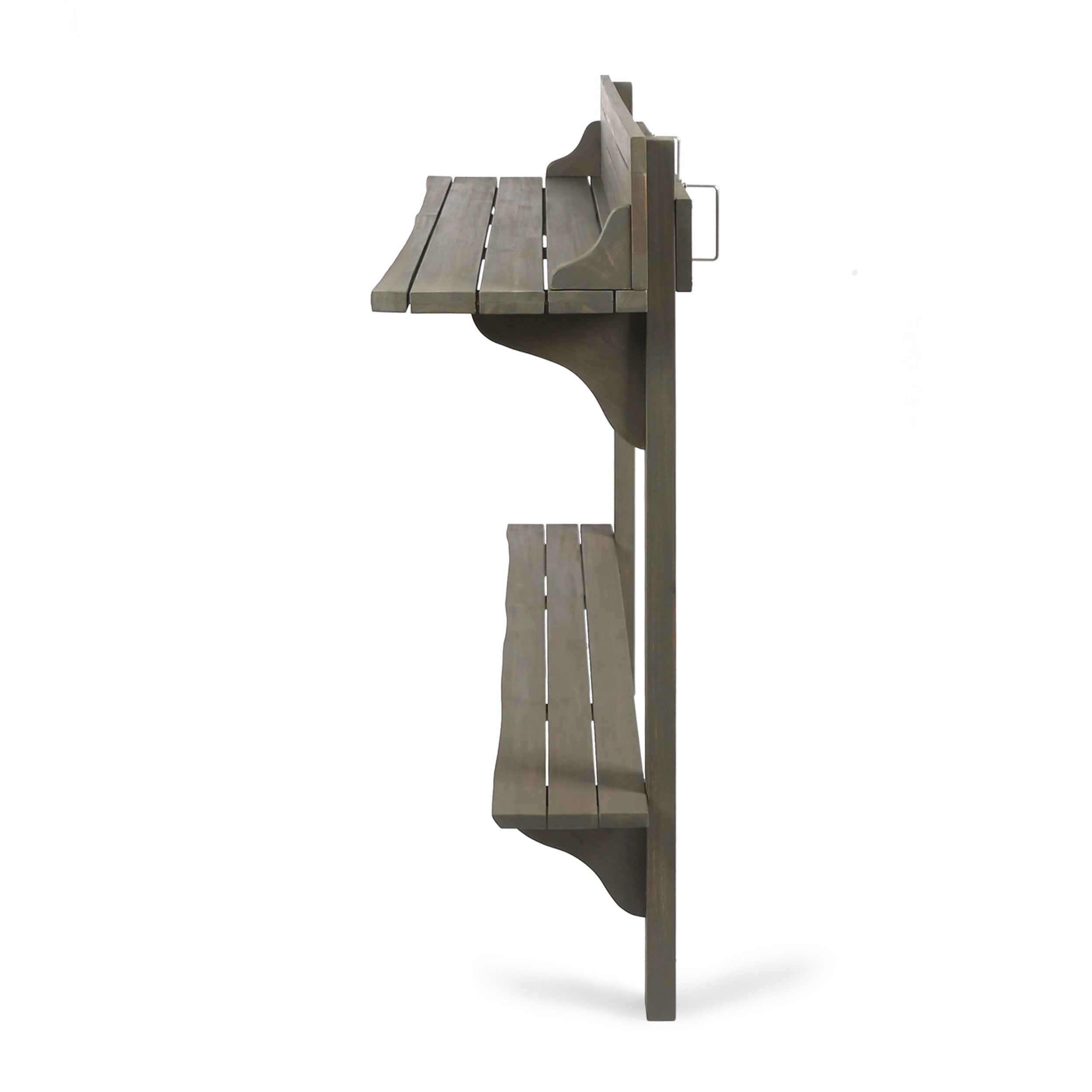 Outdoor Balcony Bar Height Table, Solid Acacia Wood Desktop for Patio Balcony, Gray