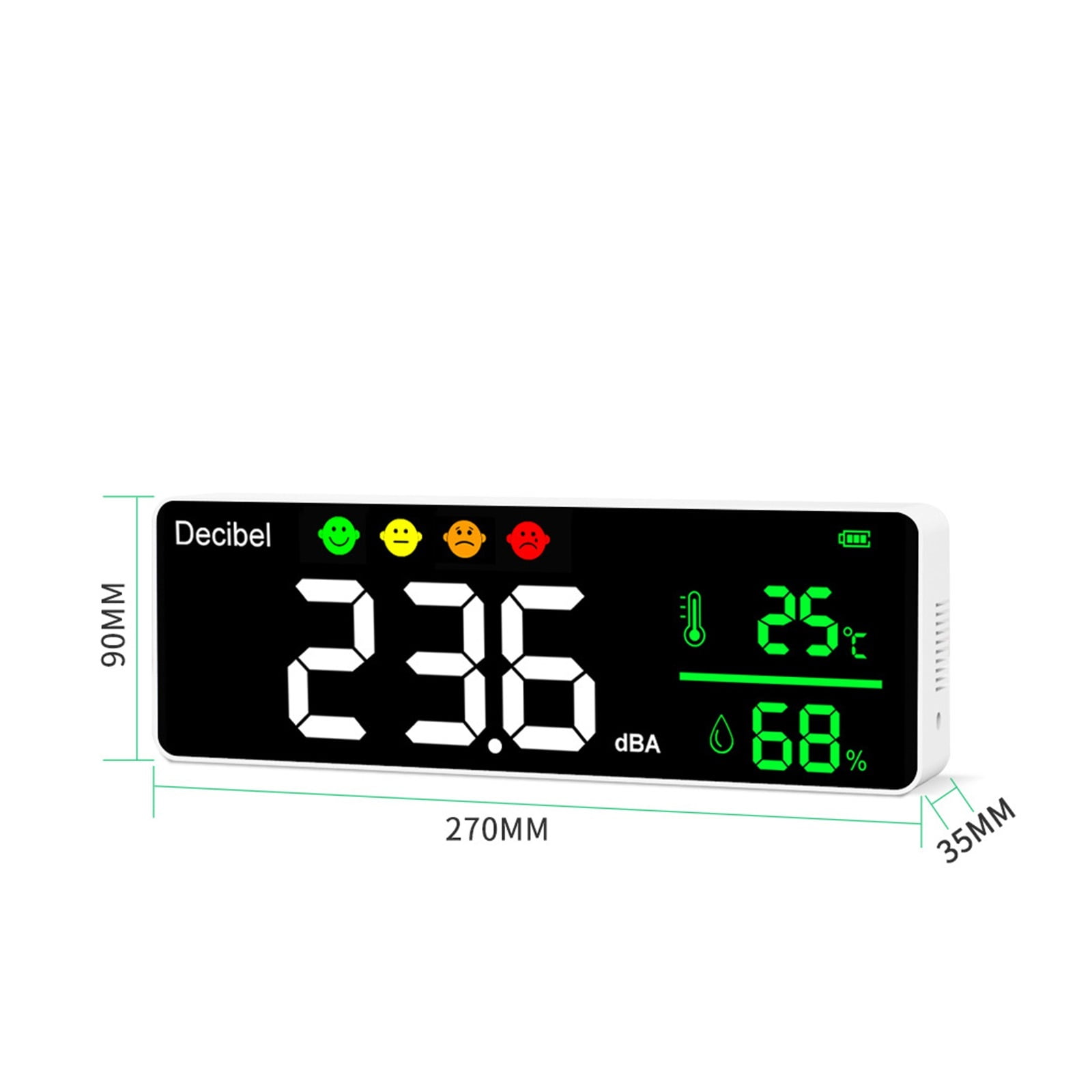 Noise Measuring Instrument Digital Decibel Sound Meter Temperature Meter Humidity Meter 3-in-1 Detector Indoor Wall Mounted Larg ,Small and Lightweight