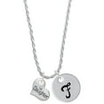 thumbnail image 1 of Delight Jewelry Silvertone Small ''Daughter'' Heart with Clear Crystal Silvertone Script Initial Disc - F - Charm Necklace, 20"+3", 1 of 4