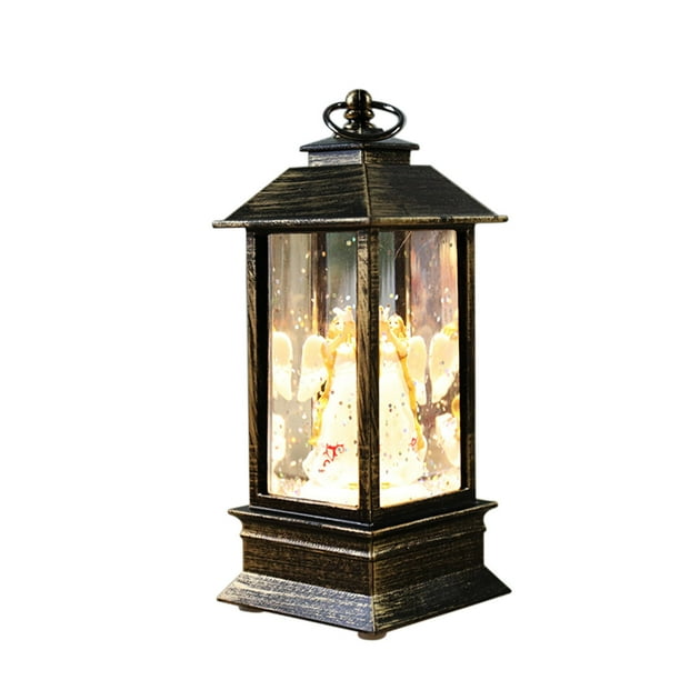 Fiudx Farol Navideño de Noche, Diseño de Muñeco de Nieve con Purpurina Led y Efecto de Remolino, Adorno de Escritorio para Decoración Navideña, Decoración Festiva para El Hogar, Tamaño 5,5 X 5,5 X 13