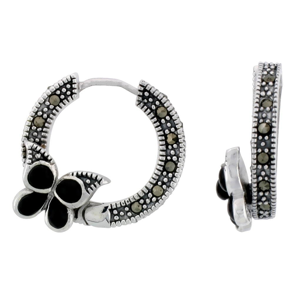 Sterling Silver Balinese Beaded Small Oval Hoop Earrings 21mm Sterling Silver Balinese Beaded Small Oval Hoop Earrings 21mm