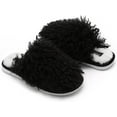 thumbnail image 1 of Seranoma Jenna Womens Ladies Fuzzy Flat Comfort Fur Thermal Indoor Outdoor Slide Home Slippers Black, 1 of 7