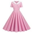 thumbnail image 2 of Robes d'Été pour Femmes 2025 Commerce Extérieur Col en V Manches Courtes Rétro Double Boutonnage Bouton Robe d'Été Rose S, 2 of 4
