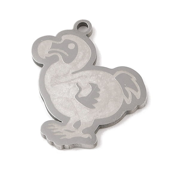 Non-Tarnish 304 Stainless Steel Pendants Dodo Bird Charm Stainless Steel Color 23.5x21x1.5mm Hole: 1mm