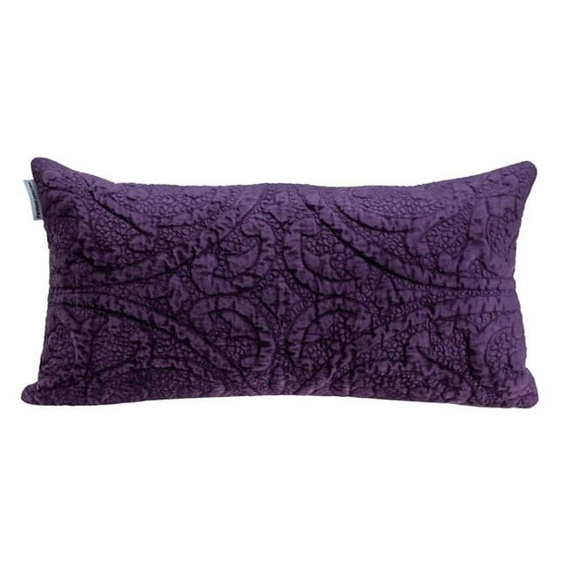 HomeRoots 402843 Purple Quilted Velvet Lumbar Throw Pillow