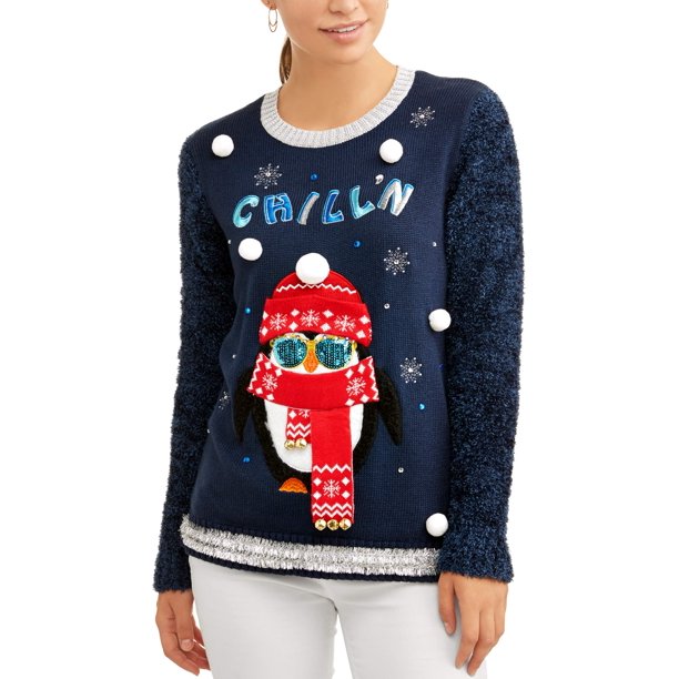 Holiday Time Women's Light Up Ugly Christmas Sweater