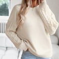 thumbnail image 6 of RYRJJ Womens Oversized Sweaters Fall Crew Neck Long Sleeve Drop Shoulder Pullover Casual Cable Knit Chunky Sweater Tops(Beige,L), 6 of 9