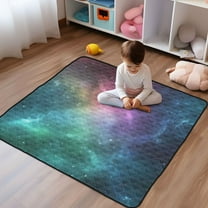 WOBOGO Deep Outer Space Baby Playmats Extra Large Waterproof Rollable Activity Pads for Toddlers 50×50inch