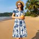 thumbnail image 4 of Easygdp Skiing Enthusiast para Vestido Transpirable de Mujer, Vestido Suelto de Manga Corta con Pliegues y Bolsillos para el Verano, 4 of 6
