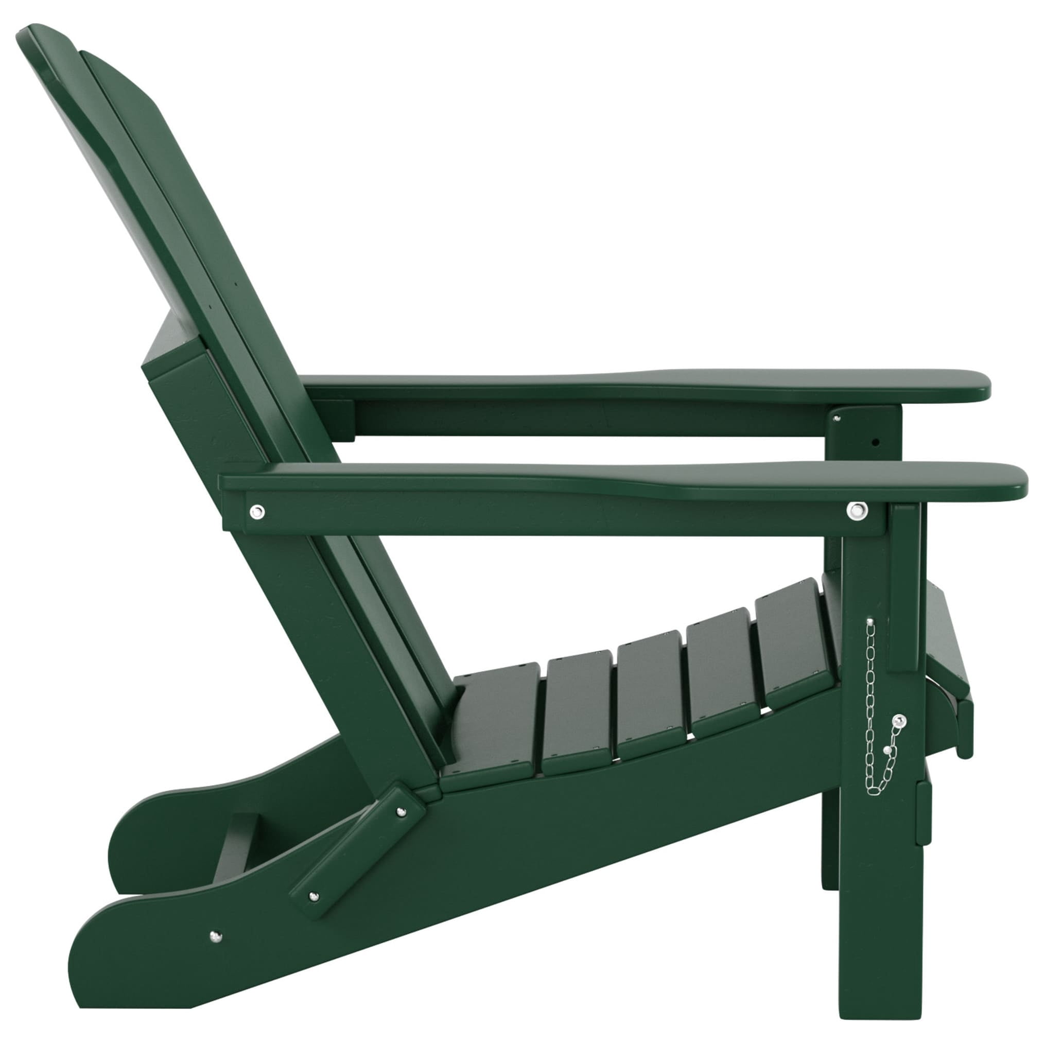 Polytrends  Laguna Hdpe All Weather Outdoor Patio Foldable Adirondack Chair With Side Table (2-Piece Set) Dark Green
