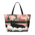 thumbnail image 2 of Pofeuu Black Cat Pink Bathroom Print Beach Bag,Waterproof Sandproof Beach Tote Bag, Large Capacity Foldable Beach Bags for Women, 2 of 7