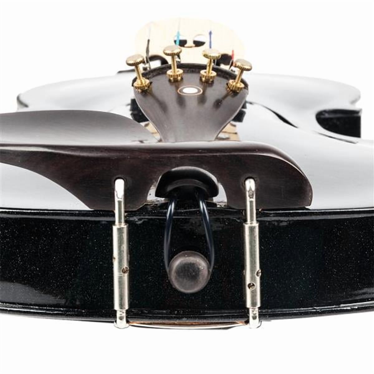 GV102 4/4 Solid Wood EQ Violin Set with Case, Bow, Shoulder Rest & Tuner - Electric Acoustic Violin for Beginners to Advanced (Black)