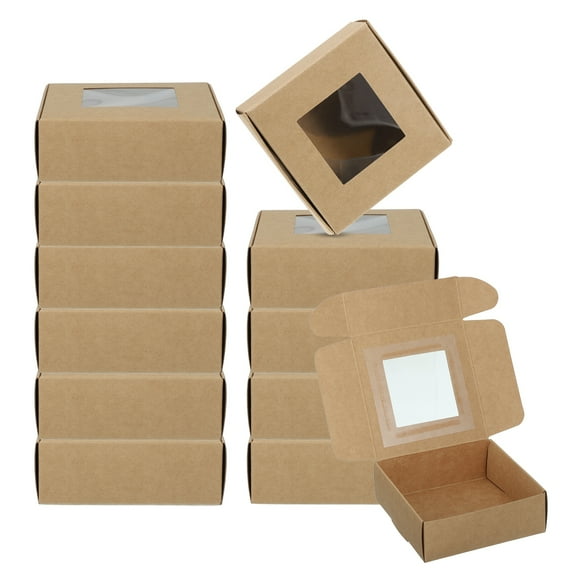 Uxcell 4"x4"x1.5" Paper Soap Box with Window, 60 Pack Kraft