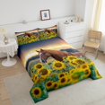 thumbnail image 4 of Erosebridal Ensemble de Literie Imprimé Cheval Grand, Couette Tournesol Vibrant, Décor Rustique Faune, Réversible, 4 of 7