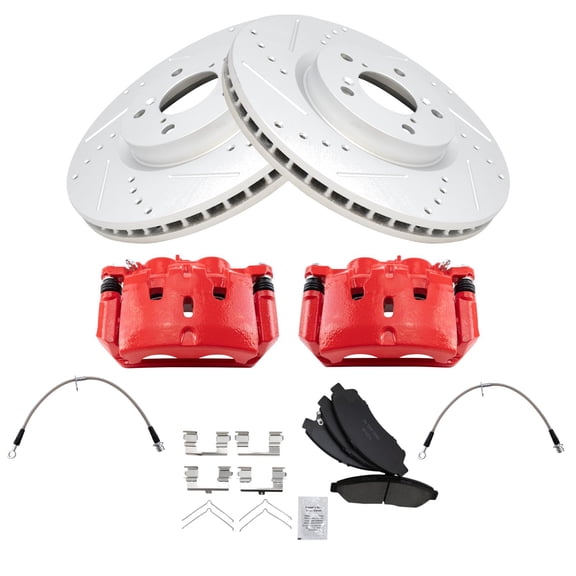 TRQ Performance Front Brake Pad & Rotor Kit BKA33807 Fits Select 2009-2015 Honda Pilot
