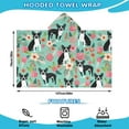 thumbnail image 2 of Boston Terrier Floral Flowers Hooded Bath Towel，50"x30" for Ages 3 To 12 Kids, Quick Dry Lightweight Soft Microfiber Hood Beach Towel Cover Up for Kids, 2 of 7