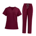 thumbnail image 3 of Conjunto de uniforme médico para mujer y hombre, ropa de trabajo moderna y transpirable para enfermeras y salones de belleza. Rojo, 3 of 9