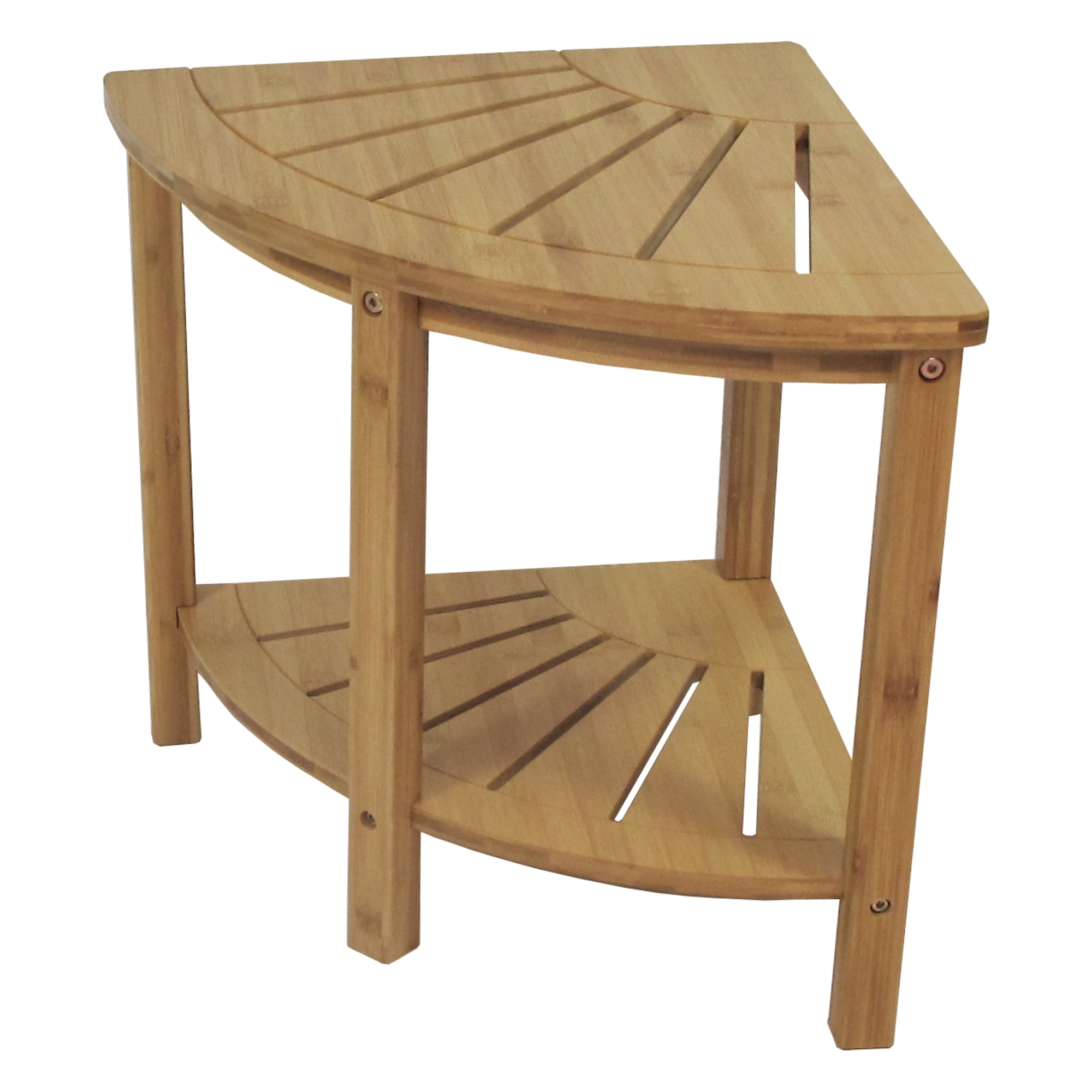 Redmon Bamboo Spa or Shower Corner Seat With Accessory Shelf, Slatted