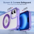 thumbnail image 4 of Decase Shockproof Clear Case with 360° Ring Stand Magnetic for iPhone 16,Anti-Fingerprint,Military Drop Protection,Compatible with Mag-Safe,Soft Edge Translucent Slim Phone Case,Purple, 4 of 10