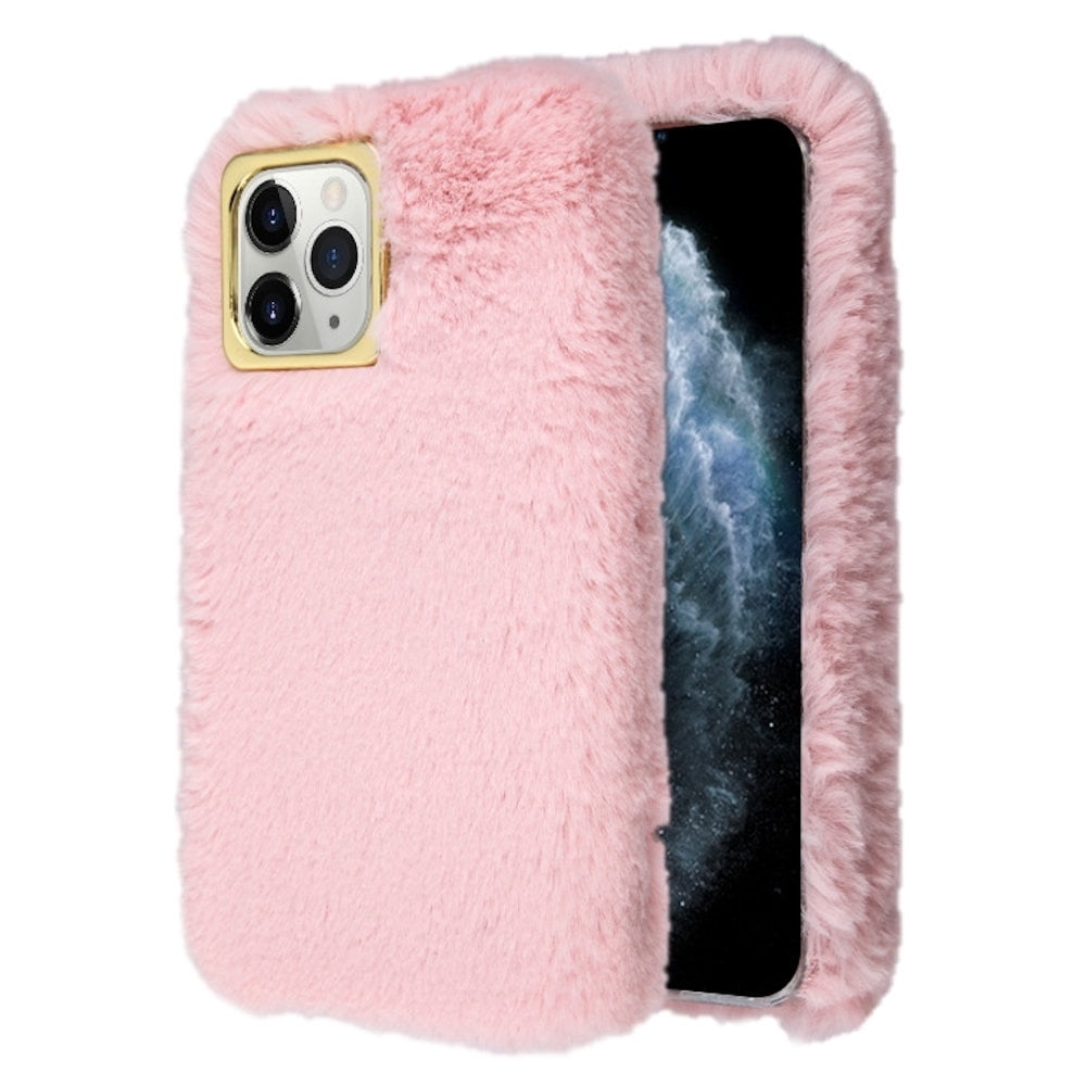 Fluffy Plush Faux Fur Case for iPhone 11 Pro Pink