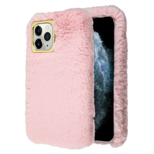 Fluffy Plush Faux Fur Case For Iphone 11 Pro Pink Walmart Com Walmart Com
