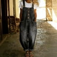 thumbnail image 2 of JFGHDG Women's Suspender Strap Loose Denim Bib Overalls Y2k Baggy Distressed Jeans Wide Leg Jumpsuit Pants Black L, 2 of 4